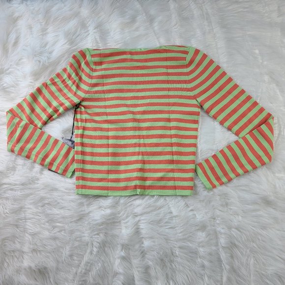 NEW Rondina V-Neck Cardigan Sweater Long Sleeves Coral/Mint Size XS Retail $265 - Picture 4 of 7